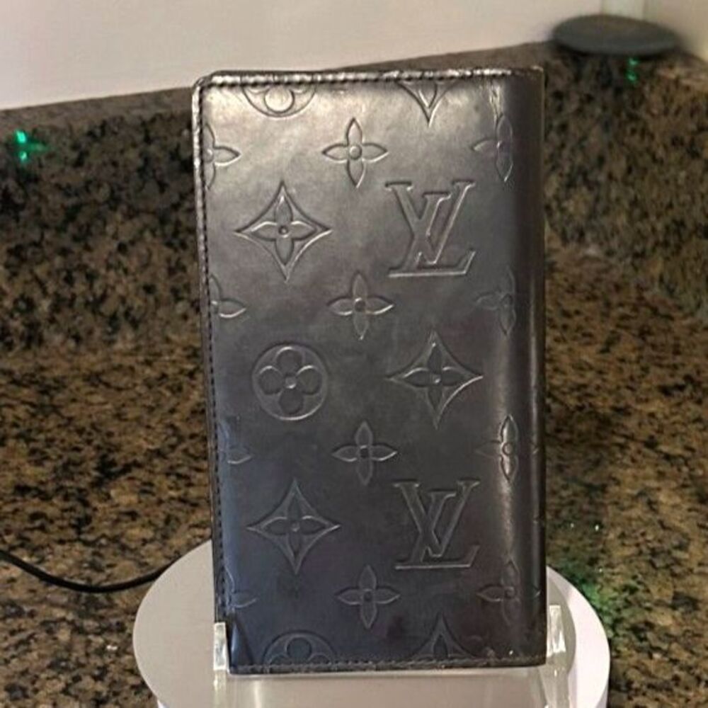 Louis Vuitton Black Monogram Checkbook Cover/Wallet